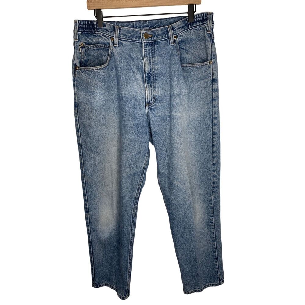 L.L. Bean Mens Double L Comfort Waist Jeans 38x30 Light Blue Denim 100% Cotton